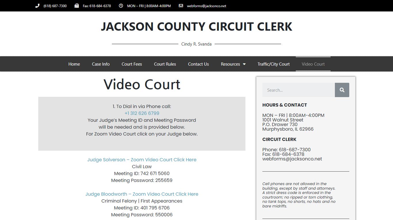 Video Court – Jackson County Circuit Clerk