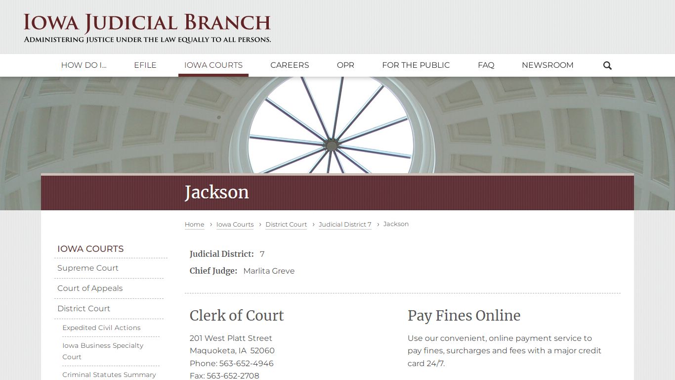 Jackson | Judicial District 7 | Iowa Judicial Branch